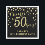 50th Birthday Party Black and Gold Diamond Napkins<br><div class="desc">50th Birthday Party Invitation with Black and Gold Glitter Diamond Background. Gold Confetti. Adult Birthday. Man or Woman Birthday. For further customisation,  please click the "Customise it" button and use our design tool to modify this template.</div>