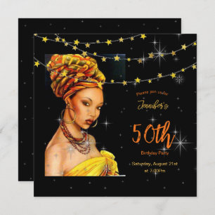 50th Birthday Party Black & Gold Colours  Invitation