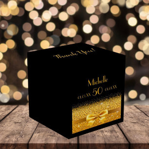 50th birthday party black gold thank you favour box