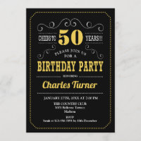 50th Birthday Party - Black Gold White