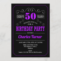 50th Birthday Party - Black Purple