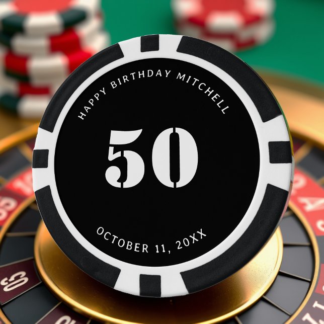 50th Birthday Party Black & White Poker Chips (Creator Uploaded)