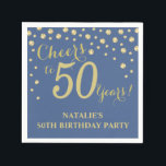 50th Birthday Party Blue and Gold Diamond Napkins<br><div class="desc">50th Birthday Party Invitation with Blue and Gold Glitter Diamond Background. Gold Confetti. Adult Birthday. Man or Woman Birthday. For further customisation,  please click the "Customise it" button and use our design tool to modify this template.</div>