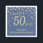50th Birthday Party Blue and Gold Diamond Napkins<br><div class="desc">50th Birthday Party Invitation with Blue and Gold Glitter Diamond Background. Gold Confetti. Adult Birthday. Man or Woman Birthday. For further customisation,  please click the "Customise it" button and use our design tool to modify this template.</div>