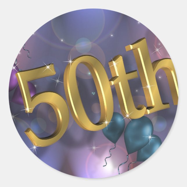 50th Birthday party celebration Classic Round Sticker (Front)