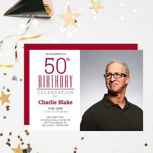 50th Birthday Party Celebration Photo Invitation