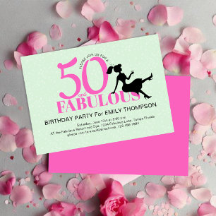 50th Birthday Party Chic Pink Custom Invitation