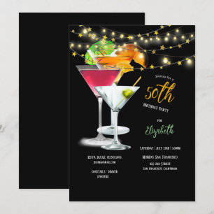 50th Birthday Party, Cocktail Glasses & Garnishes  Invitation