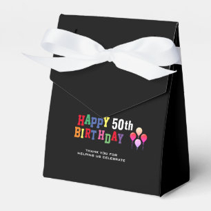 50th Birthday Party Colourful Thank You Favour Box