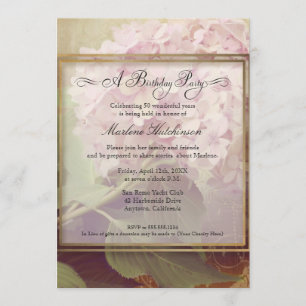 50th Birthday Party Elegant Floral Hydrangeas Invitation