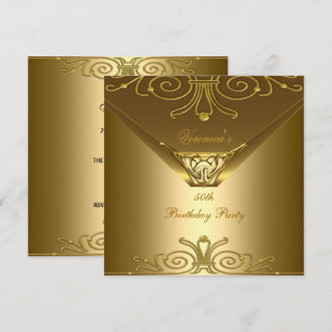 50th Birthday Party Elegant Gold Art Deco Invitation