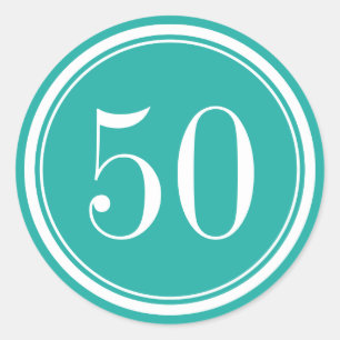 50th Birthday party favour stickers & envelope sea