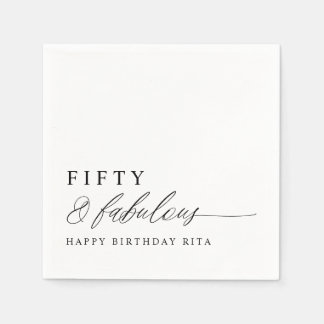 50th Birthday Party Fifty & Fabulous Modern Napkin