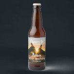 50th birthday party for guys cheers beer beer bottle label<br><div class="desc">A beer label for 50th birthday party for a guy. Photo of two hands holding bottles of beer against the evening sunset. Keep the photo or add yours. With the text: Cheers to, templates for a name age 50 and a date. Date of birth or the date of the party....</div>