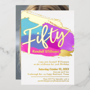 50th Birthday party gold foil photo abstract art