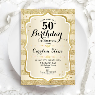 50th Birthday Party - Gold Invitation