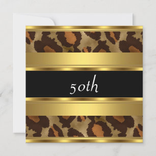 50th Birthday Party Gold Leopard Invitation