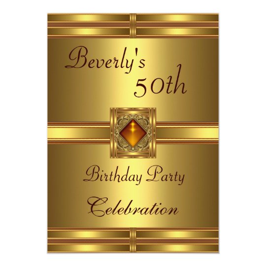 50th Birthday Party Gold on Gold Card