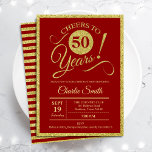 50th Birthday Party - Gold Red ANY AGE Invitation<br><div class="desc">50th birthday party invitation for men or women. Elegant invite card in red with faux glitter gold foil. Features typography script font. Cheers to 50 years! Can be personalised into any year. Perfect for a milestone adult bday celebration.</div>