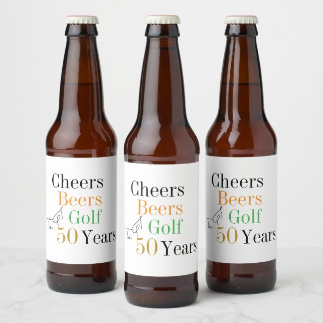 50th Birthday Party Golf Cheers Beers Beer Bottle Label (Bottles)