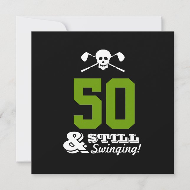 50th Birthday Party Golf - Still Swinging! Custom Invitation (Front)