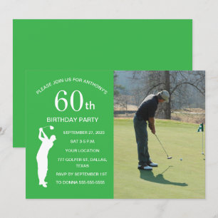 50th Birthday Party Golfer Green Par Golf Photo Invitation