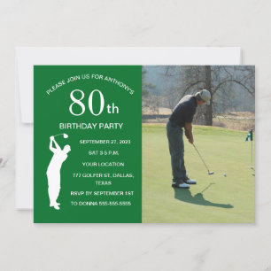 50th Birthday Party Golfer Green Par Golf Photo Invitation