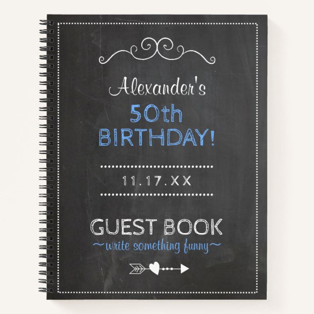 50th Birthday Party Guest Book Personalised | (Front)