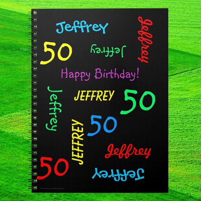 50th Birthday Party Guest Book, Repeat Name Black Notebook (Creator Uploaded)