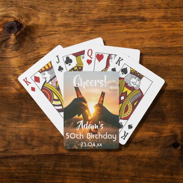 50th birthday party guys cheers beer playing cards (Creator Uploaded)