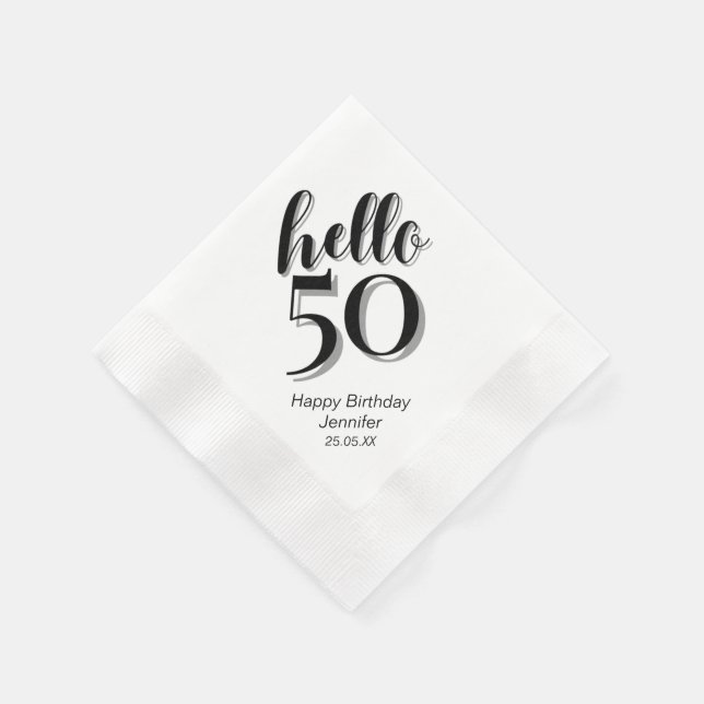 50th Birthday Party Hello 50 Napkin (Corner)