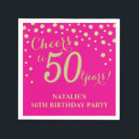 50th Birthday Party Hot Pink and Gold Diamond Napkin<br><div class="desc">50th Birthday Party Invitation with Hot Pink and Gold Glitter Diamond Background. Gold Confetti. Adult Birthday. Man or Woman Birthday. For further customisation,  please click the "Customise it" button and use our design tool to modify this template.</div>