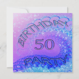 50th Birthday party invitation, Abstract and bubb Invitation