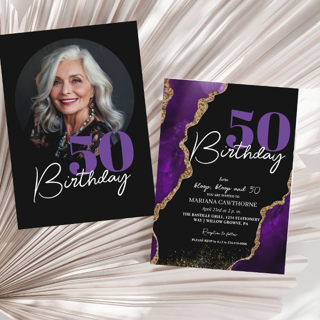 50th Birthday Party Invitation Agate 50th Birthday (Creator Uploaded)