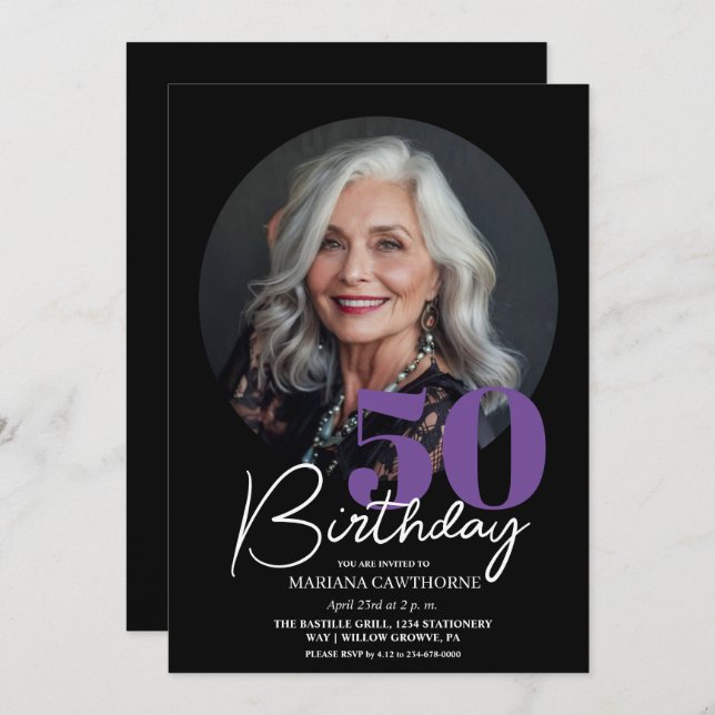 50th Birthday Party Invitation Photo 50th Birthday (Front/Back)