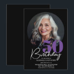 50th Birthday Party Invitation Photo 50th Birthday<br><div class="desc">Modern dark black background and purple agate invitation Template is perfect for stylish party in man birthday party. Elegant-minimalistic themed invite is full of fun and simple design elements,  elegant calligraphy and modern fonts. Birthdays are special days,  and this invite can help it make a memorable for friends.</div>