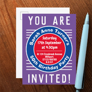 50th Birthday Party Invitation Postcard