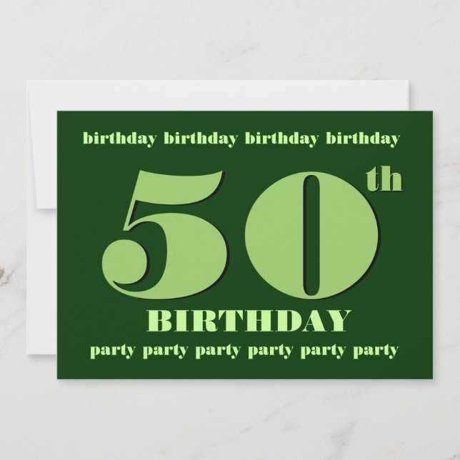 50th Birthday Party Invitation Template Green (Front)