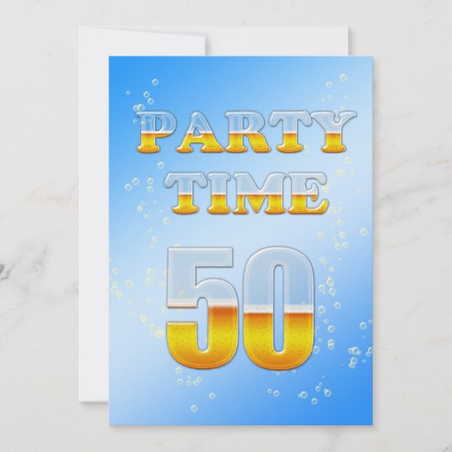 50th birthday party invitation with beer (Front)