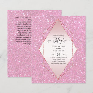 50th Birthday Party Invitations Glitter Glamour