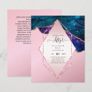 50th Birthday Party Invitations Glitter Glamour