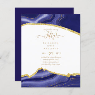 50th Birthday Party Invitations Glitter Glamour