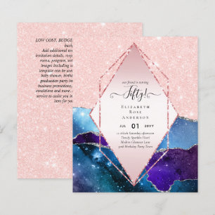 50th Birthday Party Invitations Glitter Glamour