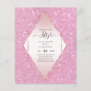 50th Birthday Party Invitations Glitter Glamour Flyer