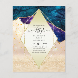 50th Birthday Party Invitations Glitter Glamour Flyer