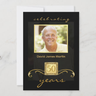 50th Birthday Party Invitations - Gold Monogram