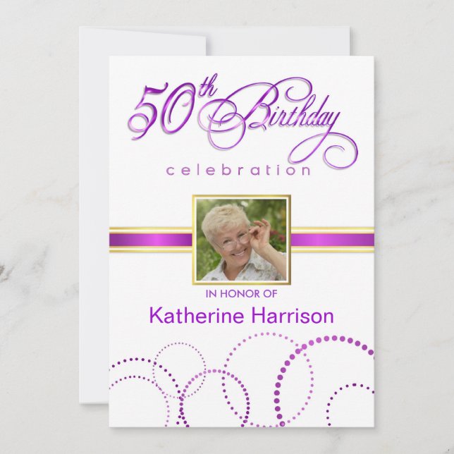50th Birthday Party Invitations - with Monogram (Front)