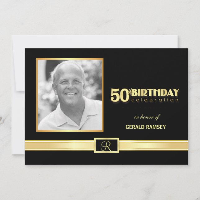 50th Birthday Party Invitations with Photo (Front)