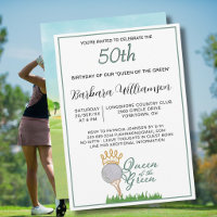 50th Birthday Party Lady Golfer Theme Invitation