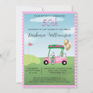 50th Birthday Party Lady Golfer Theme Invitation
